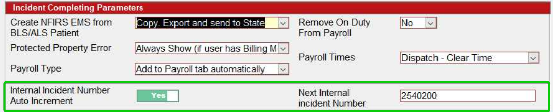 Internal Incident Number