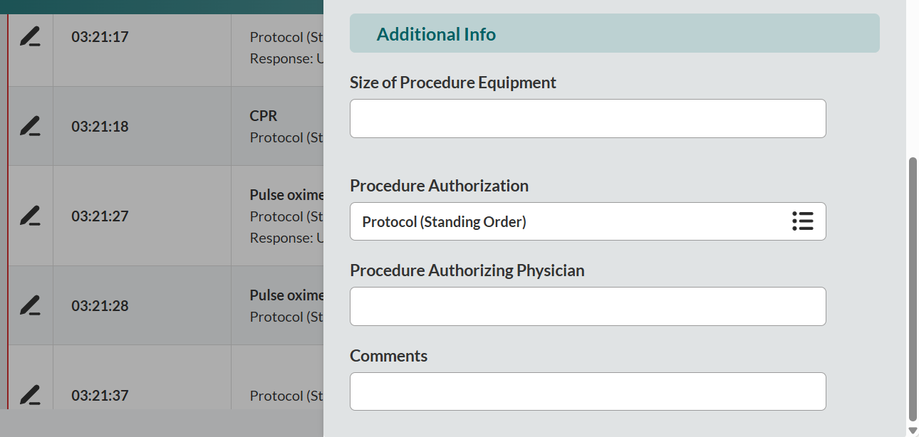 PR FireWorks Procedure Additional Info section