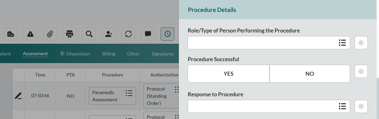 Procedure Successful Status