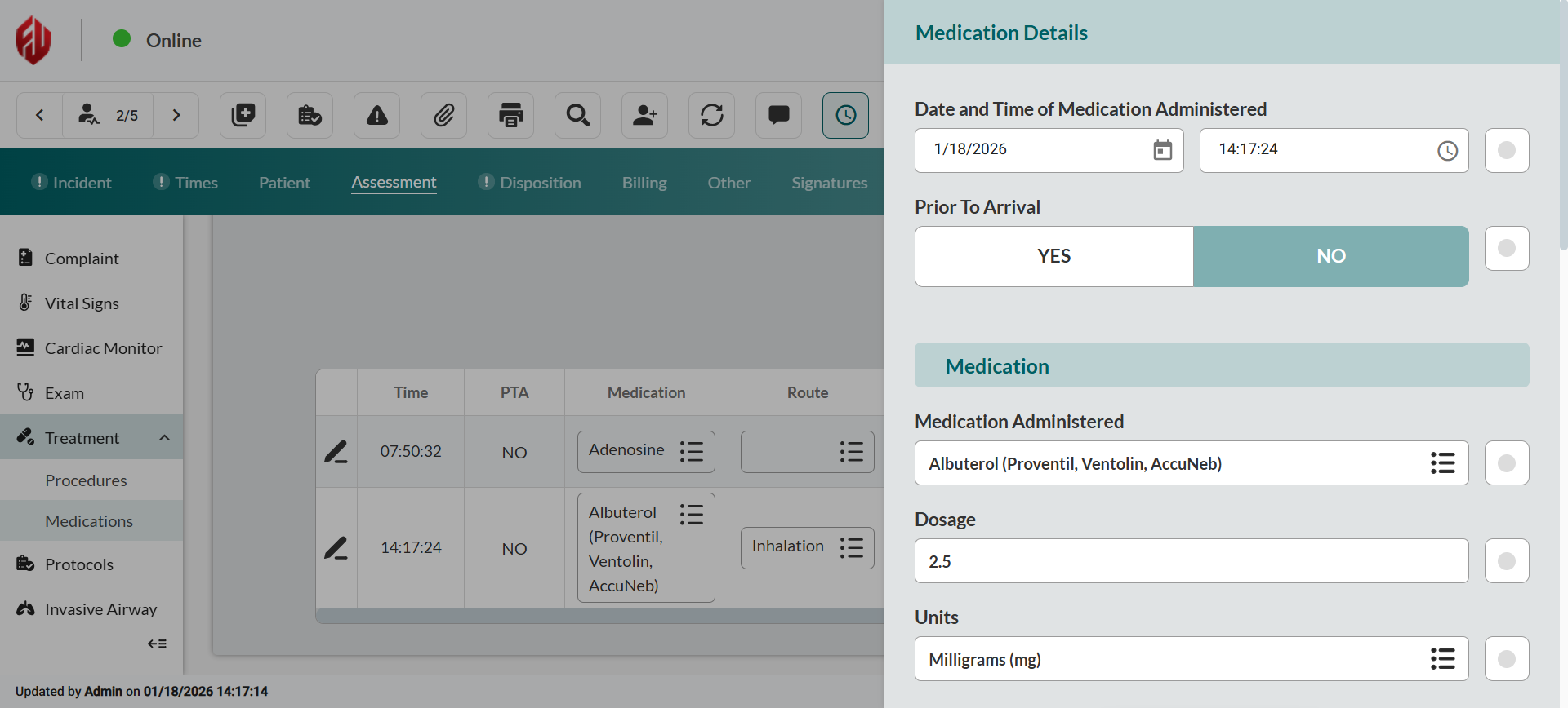 Medications Details sidebar 