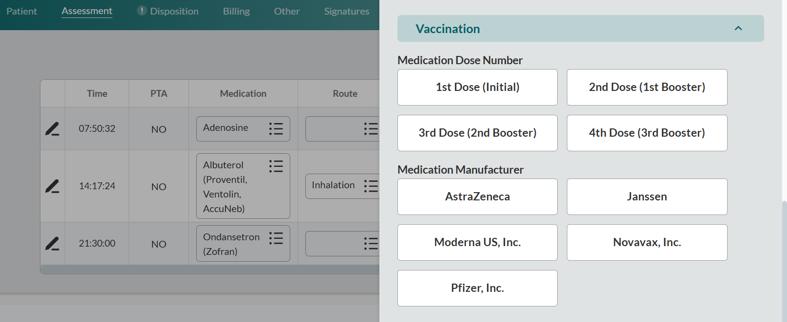 Vaccinations sidebar