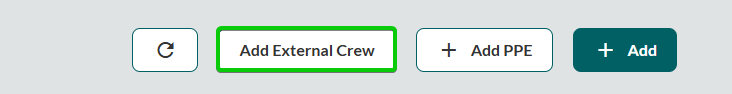 EPR FireWorks Crew interface showing 'Add External Crew' button