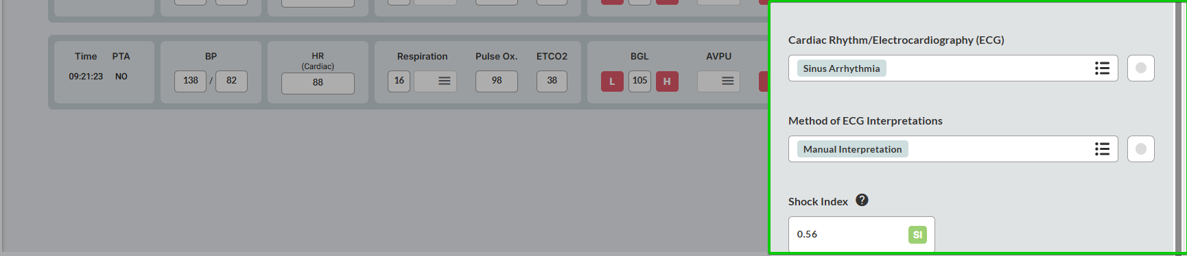 Cardiac Rhythm, Method of ECG Interpretations, and Shock Index