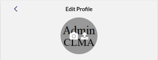 Profile photo with camera and upload icons
