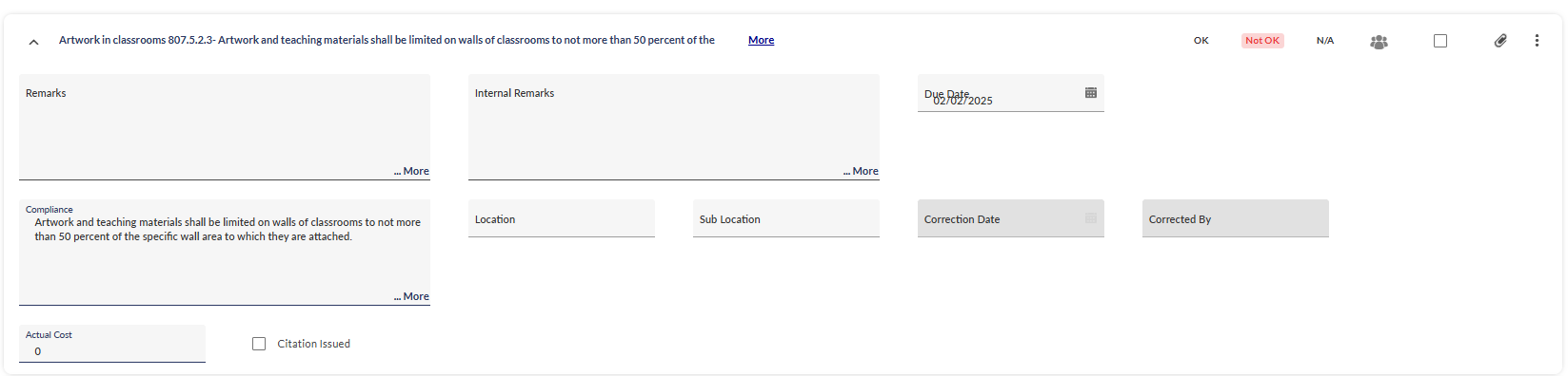 Expanded violation interface 